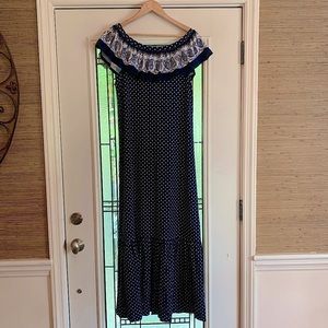 Ruffled navy maxi dress